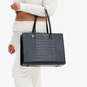 BEIS work tote black croc